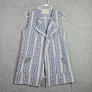 River Island Blue White Sleeveless Waterfall Vest Women's Size UK 8 US 4